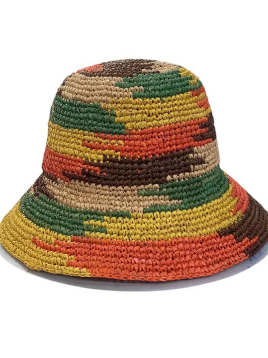 JULIA Raffia Wide-brim hat In Jamaica colors
