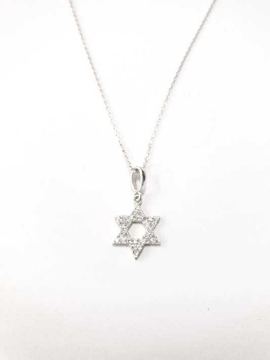 שרשרת זהב לבן 14 קראט זירקונים